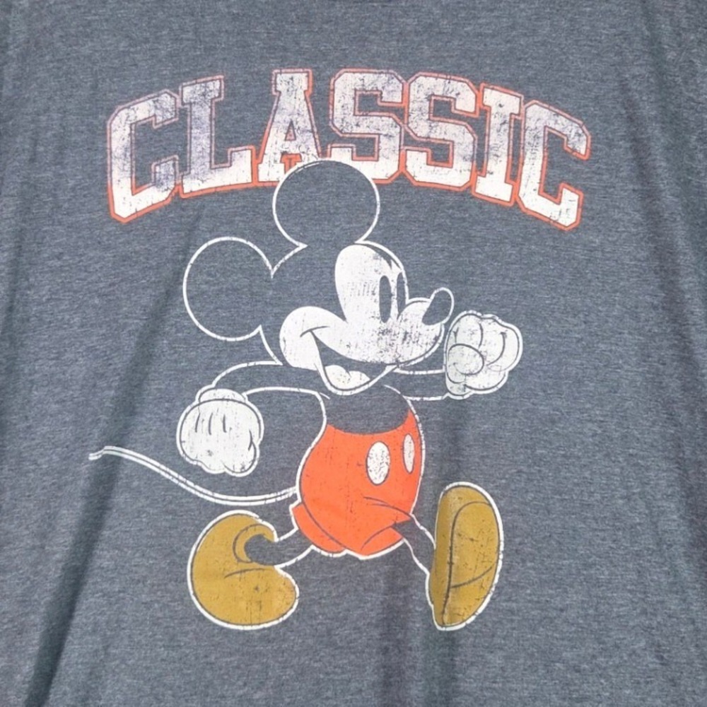 Disney Mickey Mouse T-Shirt Mens 2XL Gray Classic Distressed Graphic Tee
